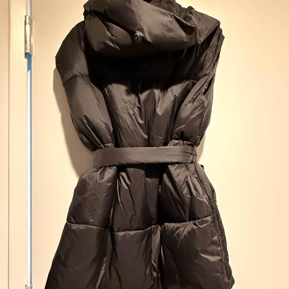 Black Belted Puffer Coat for Women